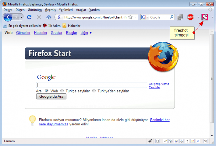 Mozilla Fireshot Eklentisi